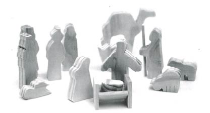 Wooden figures nativity scene