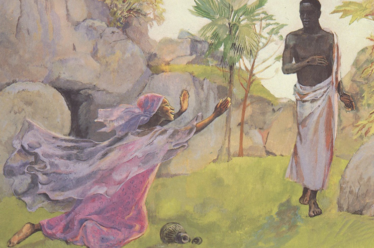 Mary Falls at Jesus' Feet