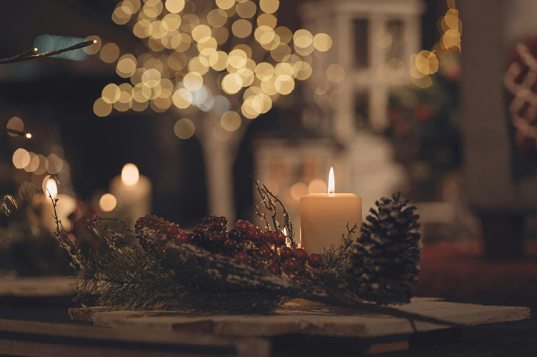 Candle and a pinecone