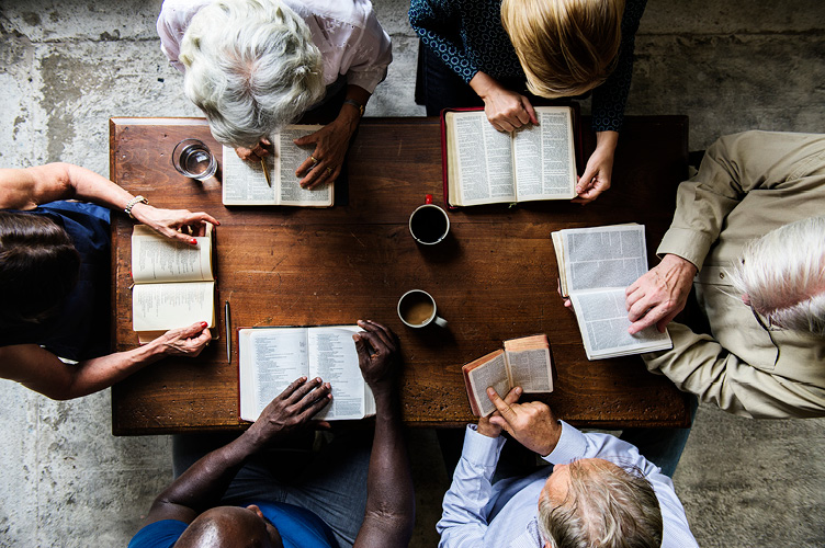 Group studying the Bible