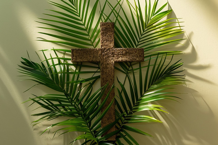 Cross and palms