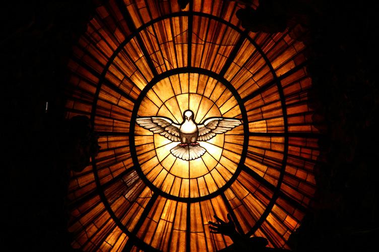 Dove stained glass window