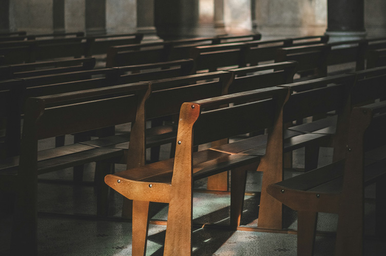 Empty church pews