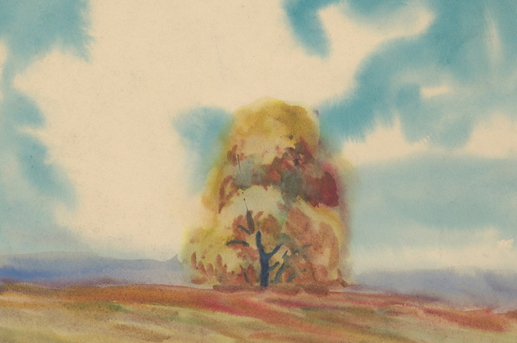 Watercolor painting of a tree