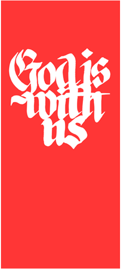 God is with us red background