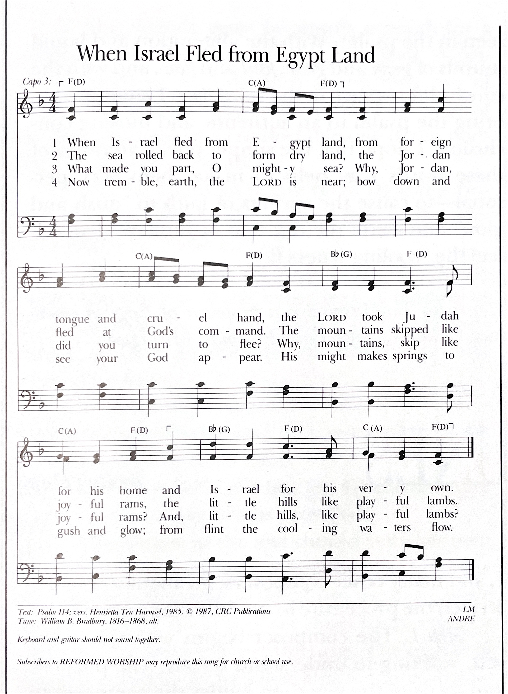 When Israel Fled hymn to music