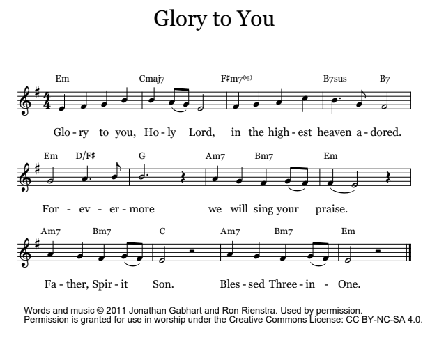 Music to song "Glory to You"