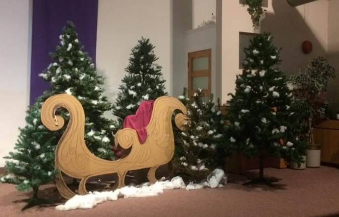 Sleigh with Snowy trees