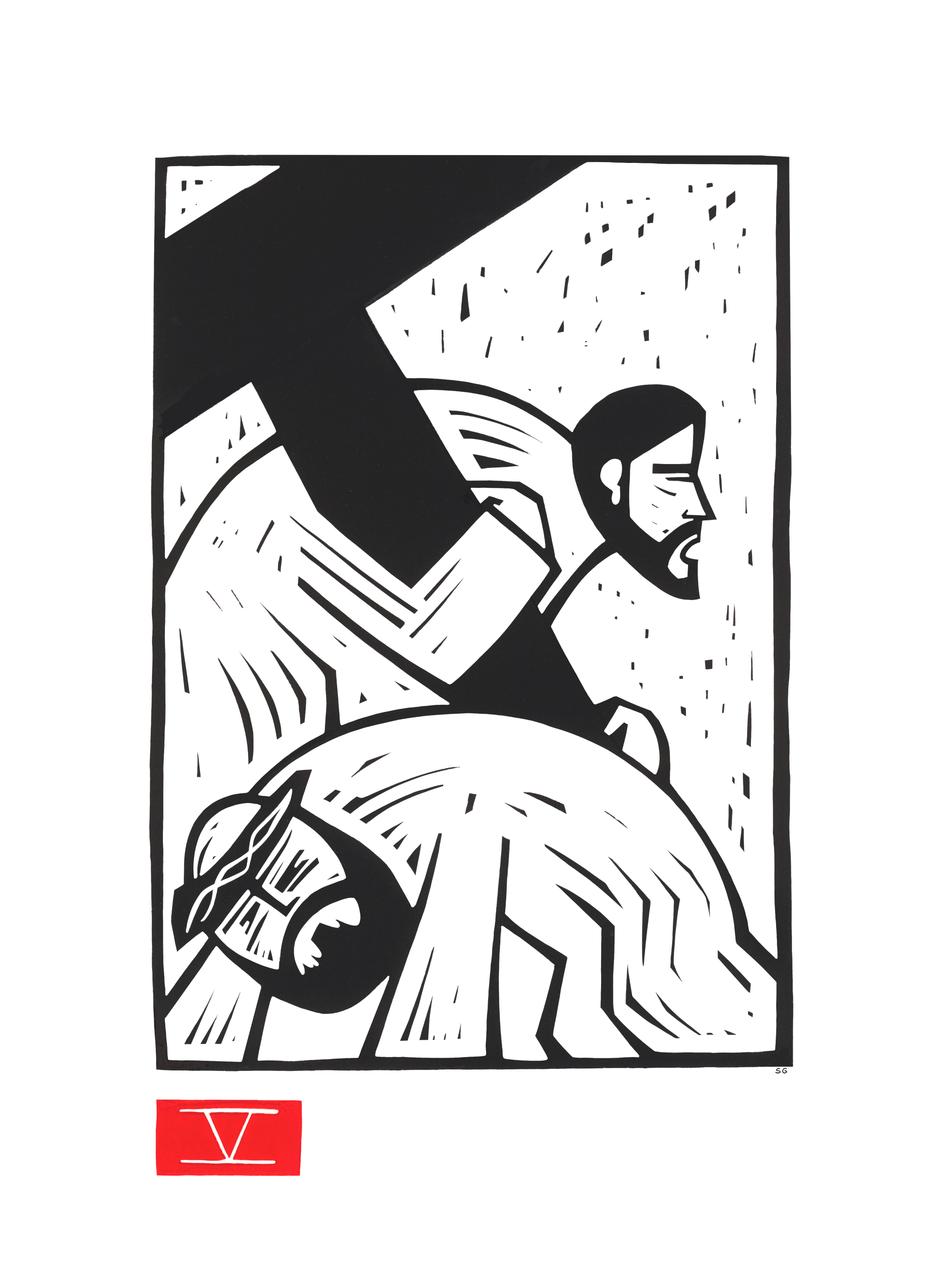 Simon of Cyrene Carries the cross