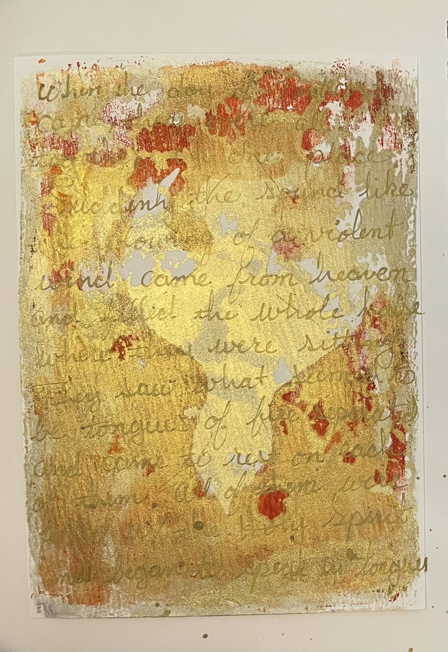 Faint Dove with gold and Bible verse