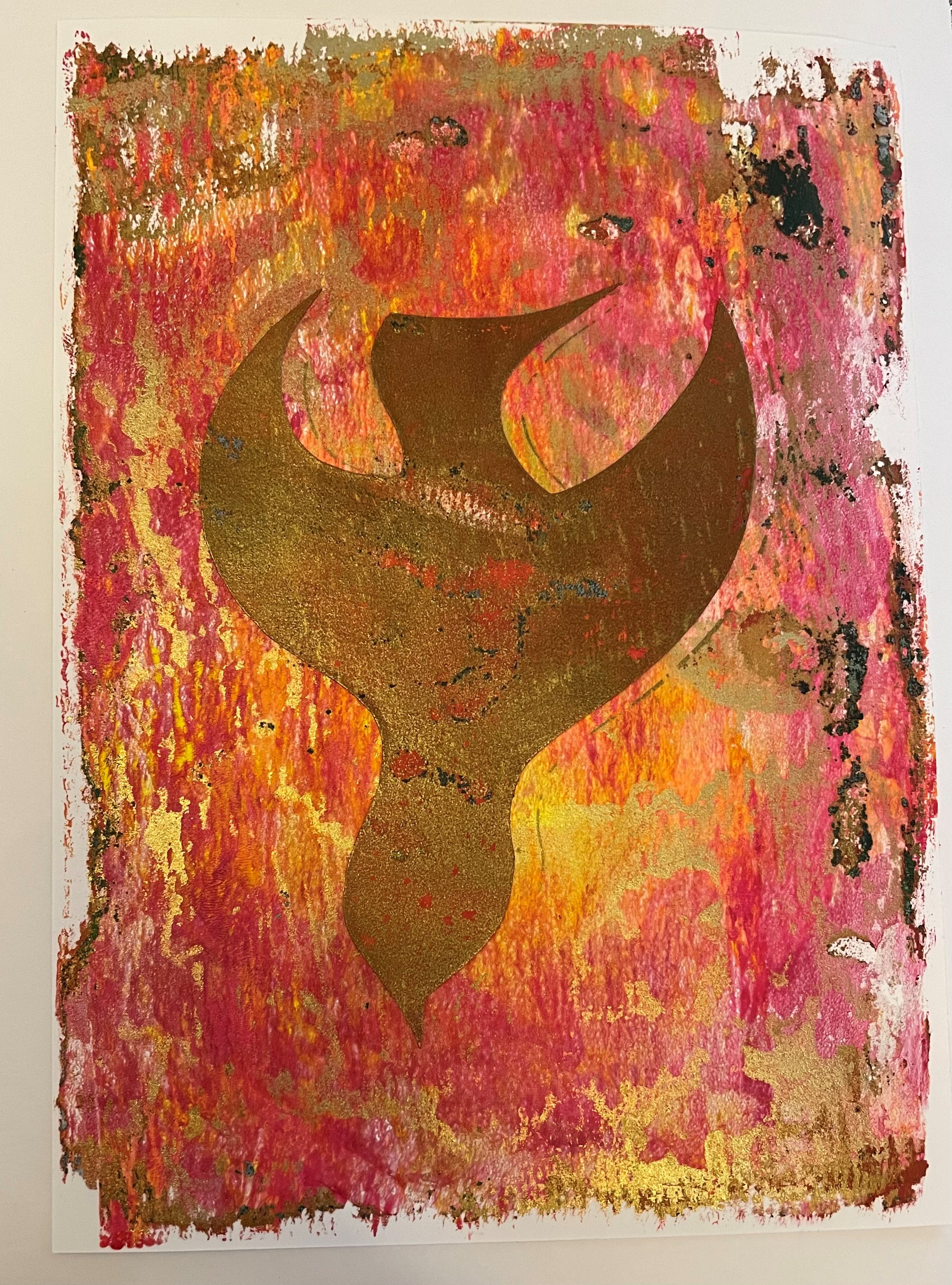 Gold dove dark red and gold background