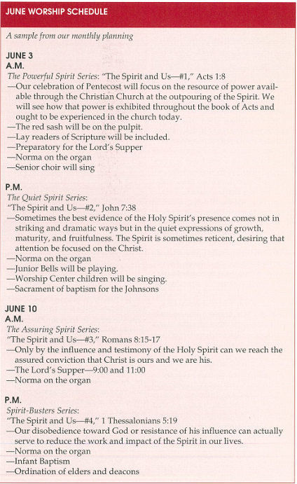June Worship Schedule