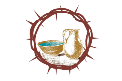 Crown of thorns with bowl of water and pitcher