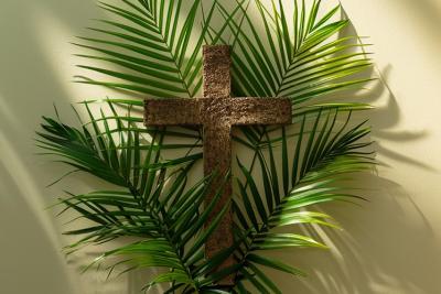 Cross and palms