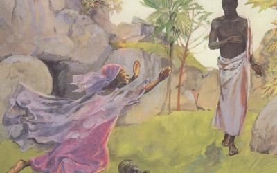 Mary Falls at Jesus' Feet