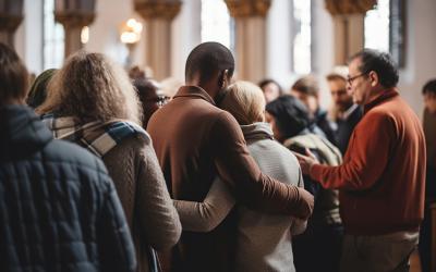 congregation hugging