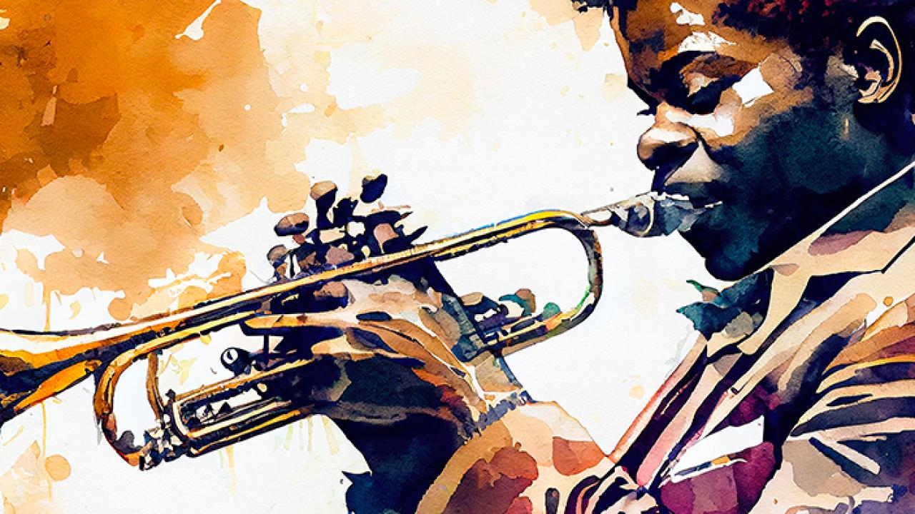 watercolor or jazz trumpeter