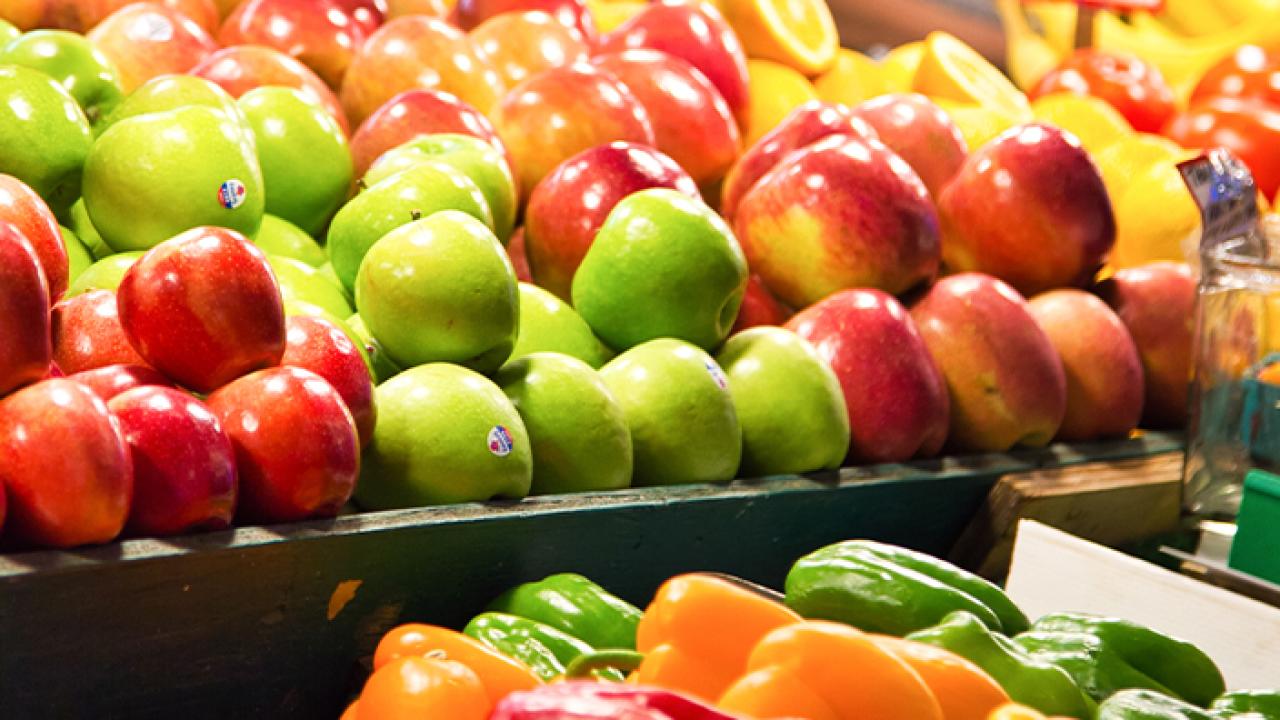various kinds of fruit at a market