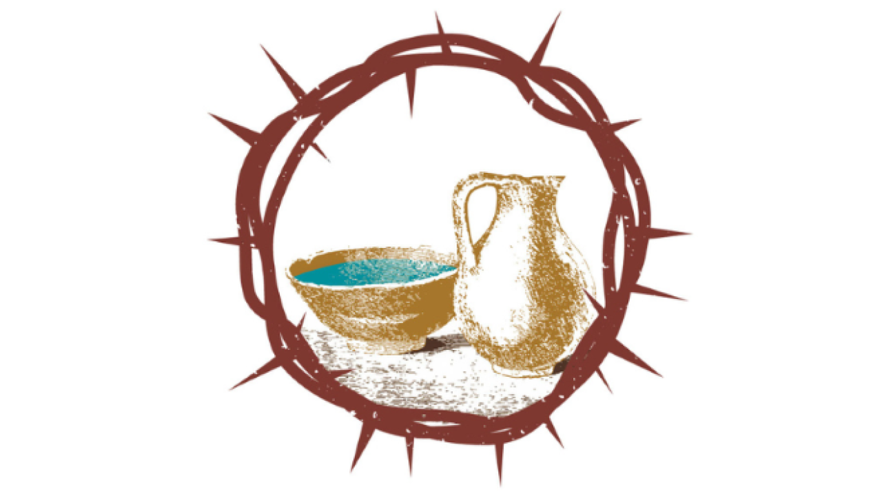 Crown of thorns with bowl of water and pitcher
