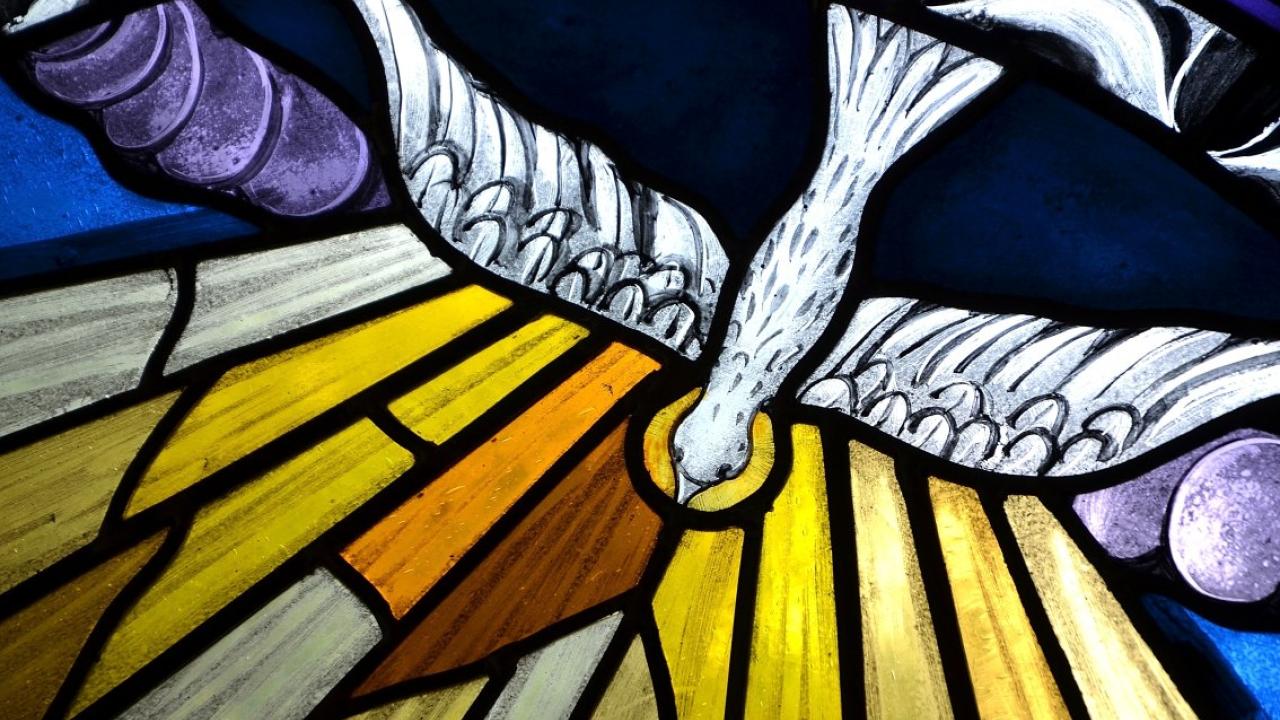Stained glass with dove