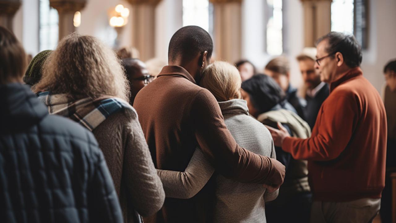 congregation hugging
