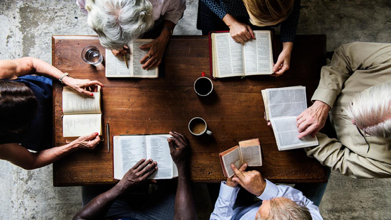Group studying the Bible