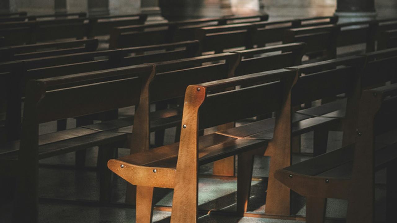 Empty church pews