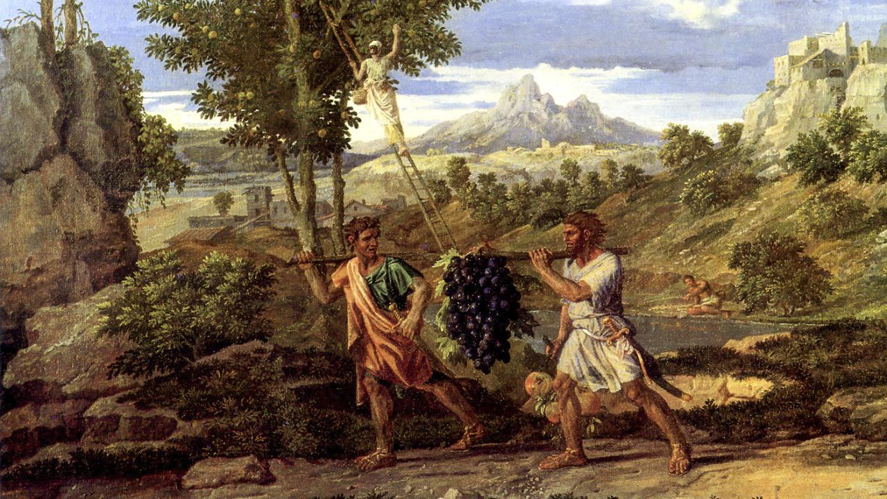 Joshua and Caleb, Four Seasons, Nicolas Poussin, Public domain, via Wikimedia Commons
