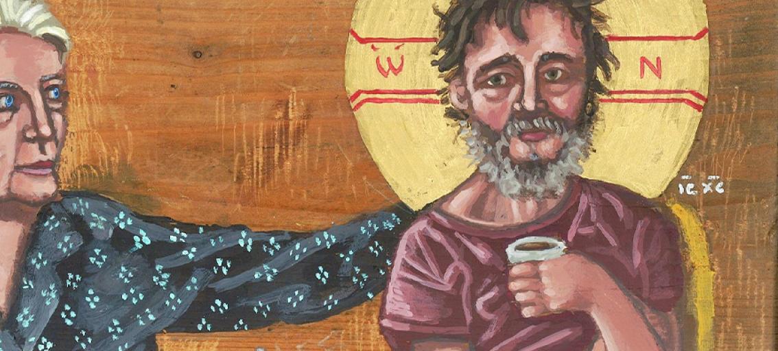 Painting, Dorothy Day and Homeless Christ