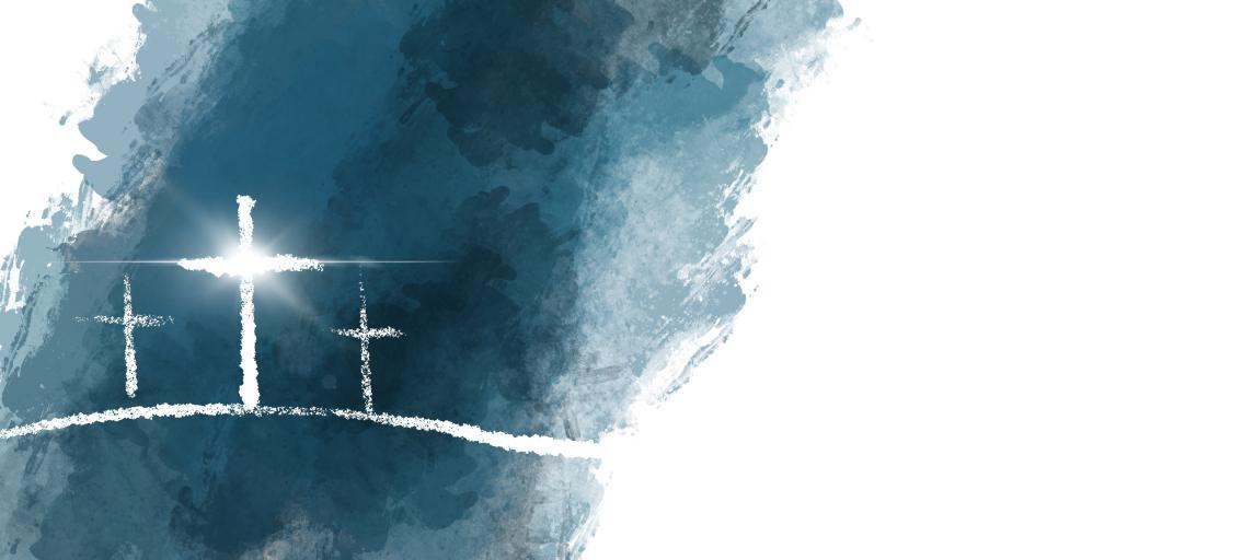 three crosses with blue background