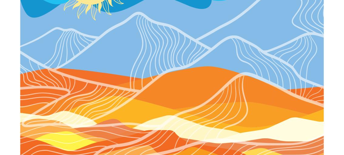 graphic of desert landscape with sun
