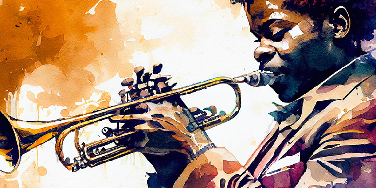 watercolor or jazz trumpeter