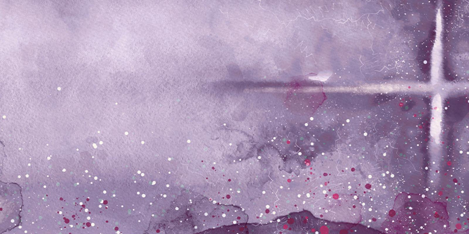 cross against abstract lavendar background