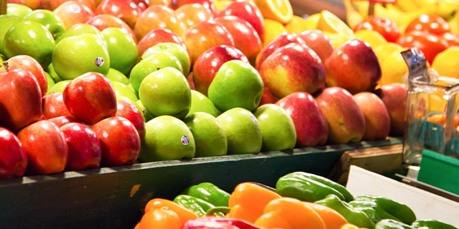 various kinds of fruit at a market