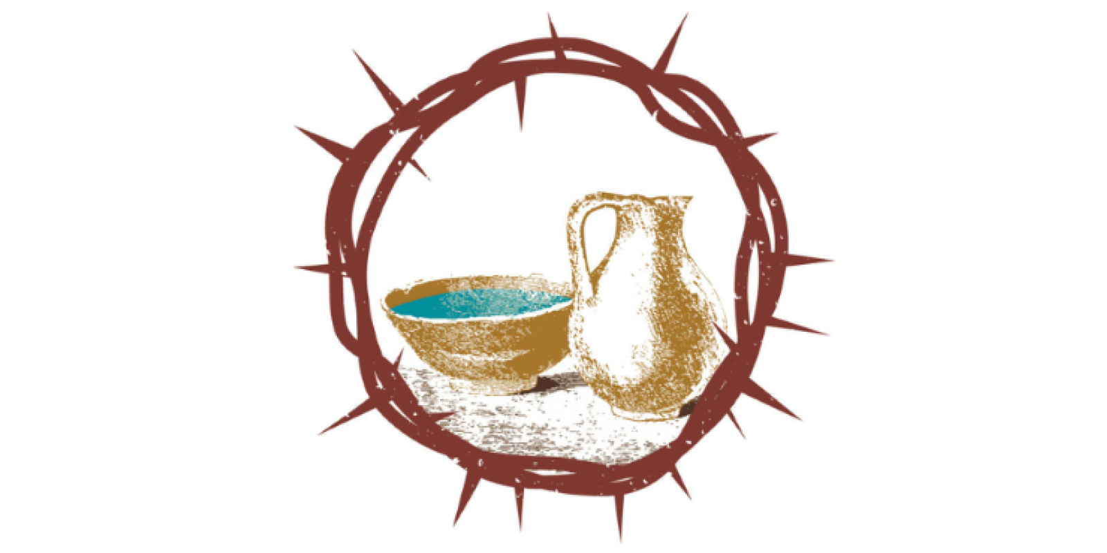 Crown of thorns with bowl of water and pitcher