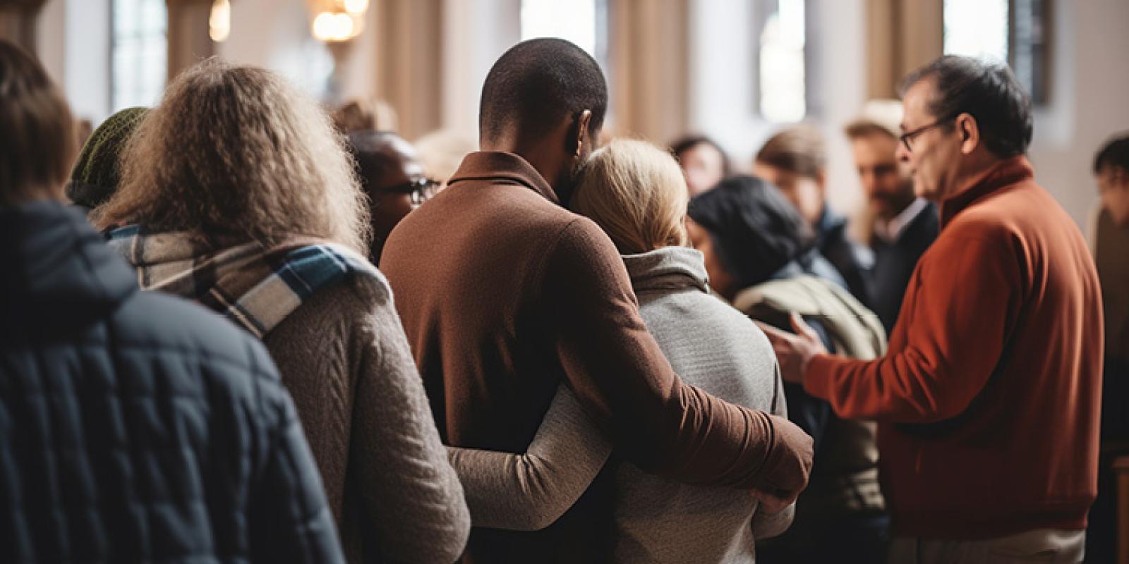 congregation hugging