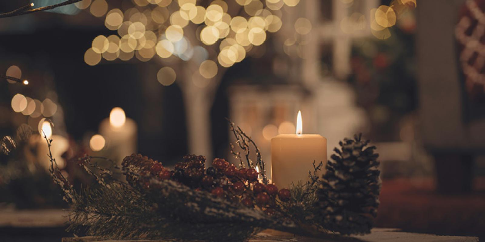 Candle and a pinecone