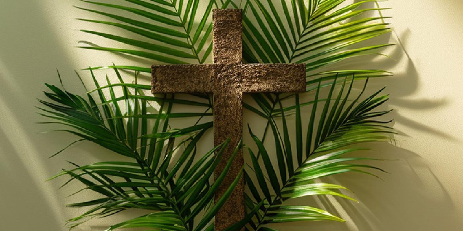 Cross and palms