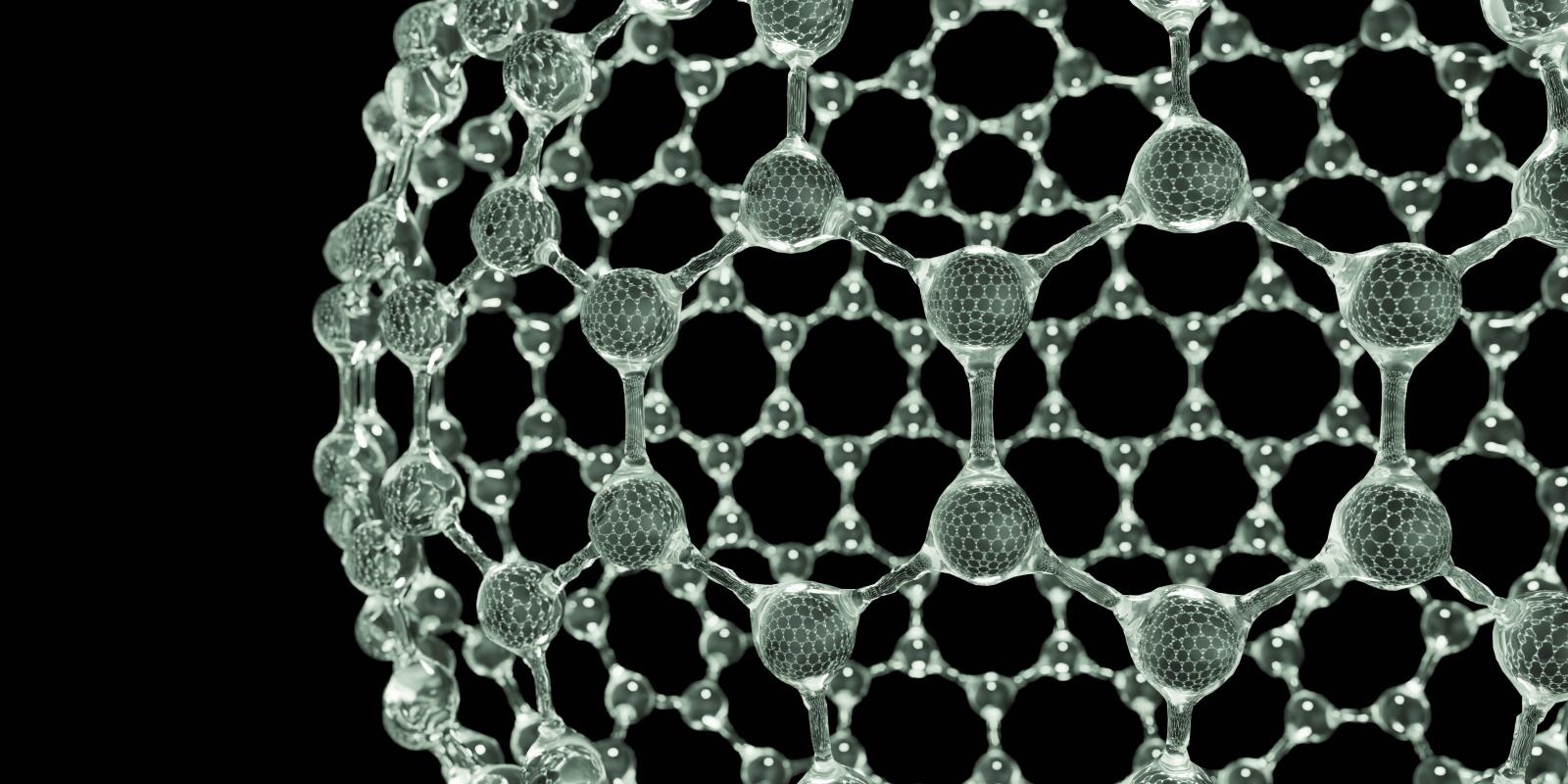 3D molecular structure with interconnected atoms and bonds